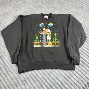 Vintage Tewa Tees Sweatshirt Mens XLarge Black Desert Rain Crewneck Pullover 90s